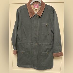 Green Jacket with Brown Corduroy Collar